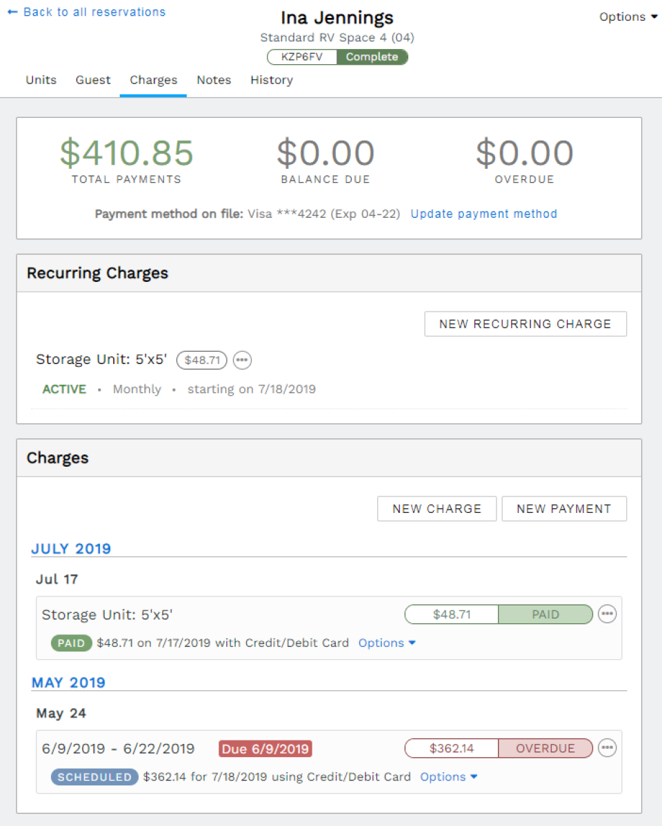 screenshot of Firefly Reservations
